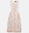 Simone Rocha Sculpted Carnation Organza Midi Dress In Multi