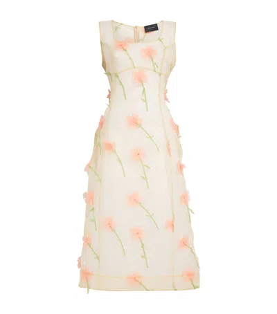 Simone Rocha Sculpted Carnation Organza Midi Dress In Nude