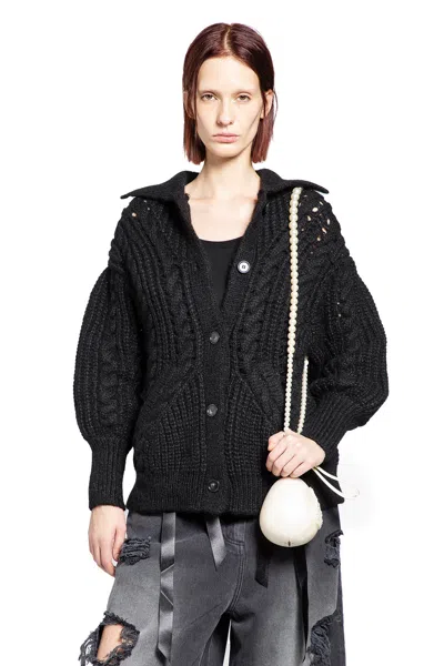 Simone Rocha Sculpted Chunky Knit Cardigan In Black