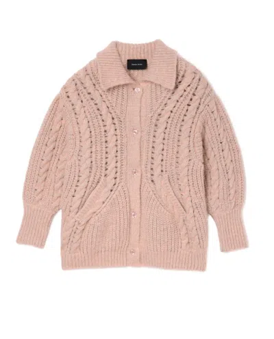 SIMONE ROCHA SCULPTED COLLARED CHUNKY KNIT CARDIGAN W/ EMB