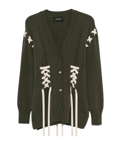 Simone Rocha Sculpted Corset Cardigan In Brown