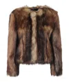 Simone Rocha Sculpted Faux Fur Fray Jacket In Brown