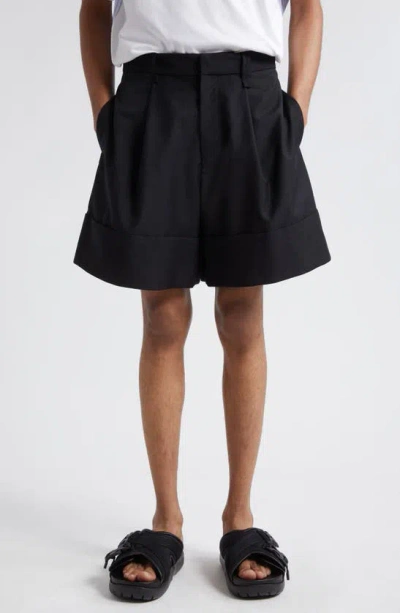 Simone Rocha Sculpted Newsboy Tailored Shorts In Black