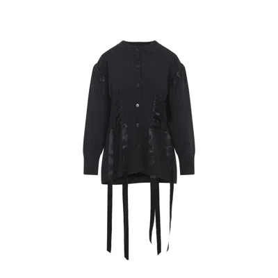 Simone Rocha Sculpted Ribbon Corset Cardigan In Black