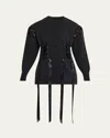 Simone Rocha Sculpted Ribbon Corset Cardigan In Black