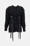 Simone Rocha Womens Charcoal Sculpted Ribbon Stretch-wool Blend Cardigan Xs In Black