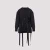 Simone Rocha Womens Charcoal Sculpted Ribbon Stretch-wool Blend Cardigan Xs In Black