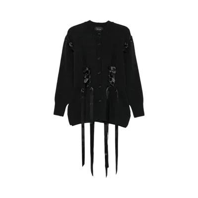 Pre-owned Simone Rocha Sculpted Ribbon Corset Detail Cardigan 'charcoal' | Grey | Women's Size S In Gray