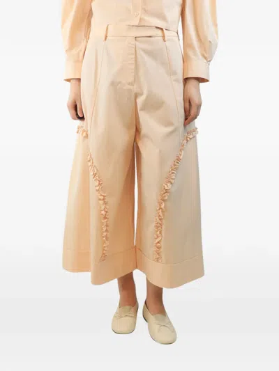 Pre-owned Simone Rocha Sculpted Ruffled Trousers In Orange