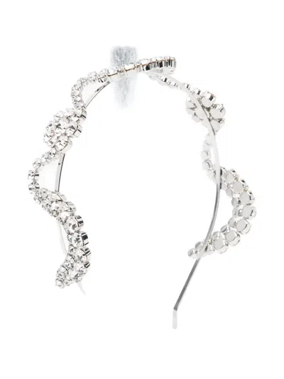 Simone Rocha Sepal-motif Crystal-embellished Hairband In Silver