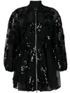 Simone Rocha Sequin-embellished Tiered Tulle Bomber Jacket In Black