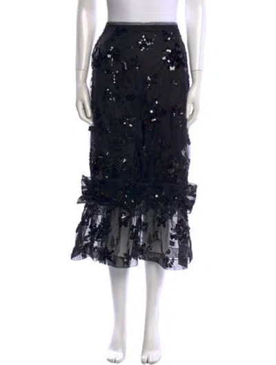 Pre-owned Simone Rocha Sequin Embellishments Midi Length Skirt In Black