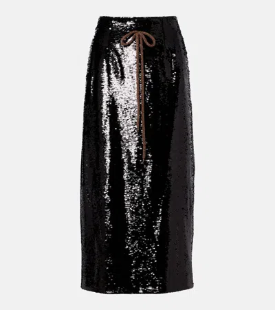 Simone Rocha Sequined Pencil Skirt In Black