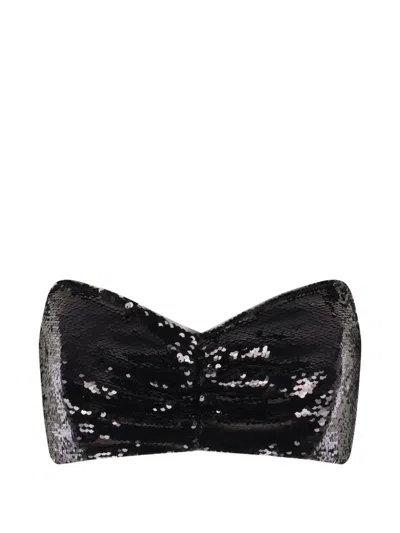 Simone Rocha Sequined Strapless Top In Black