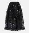 Simone Rocha Sequined Tulle Midi Skirt In Black