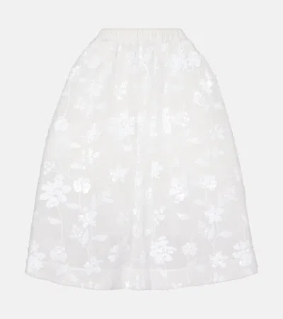 Simone Rocha Sequined Tulle Midi Skirt In White