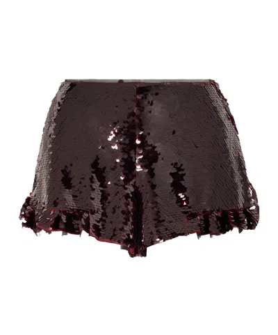 Simone Rocha Sequined Tulle Mini Shorts In Brown