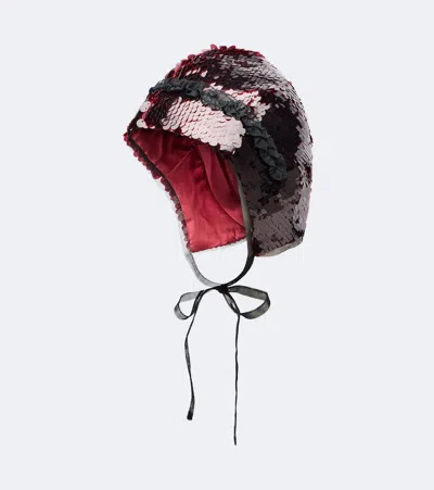 Simone Rocha Sequined Tulle-trimmed Hood In Pink