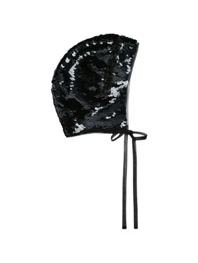 Simone Rocha Sequin-embellished Bonnet Hat In Black