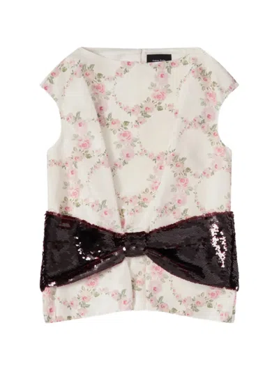 Simone Rocha Sequin-embellished Bow-detail Blouse In White