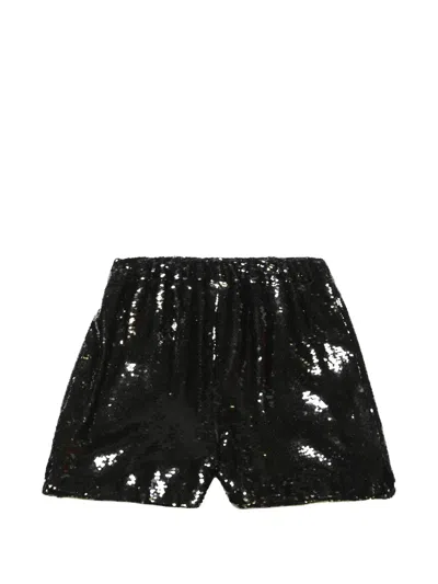 Simone Rocha Sequin-embellished Elasticated Shorts In Black