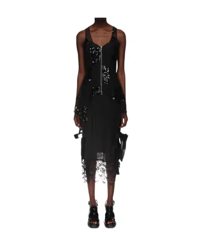 Simone Rocha Sequinned Zip-up Bodysuit In Black