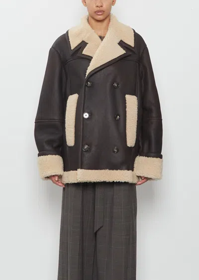Simone Rocha Shearling Aviator Jacket In Multi