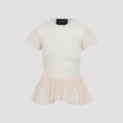 Simone Rocha Sheer Ballet Plunge Mini Top In Neutral