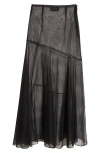 Simone Rocha Sheer Bias Cut Midi Skirt In Black