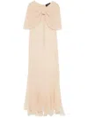 Simone Rocha Sheer Bow-detailed Midi Dress In Neutrals