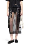 Simone Rocha Sheer Bow Ribbon Pencil Skirt In Black