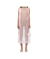Simone Rocha Pink Sheer Bow Ribbon Tail Midi Dress In Pink