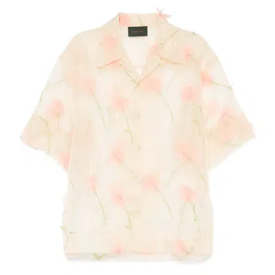 Simone Rocha Sheer Boxy Shirt Carnation Organza In Pink