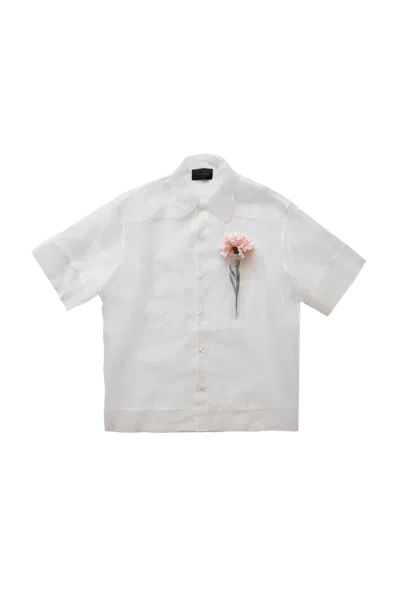 Simone Rocha Sheer Carnation Pocket Boxy Shirt White