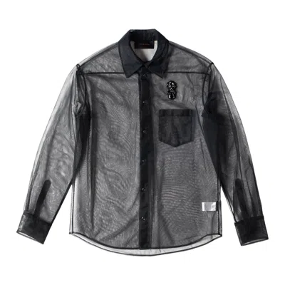 Pre-owned Simone Rocha Sheer Classic Fit Shirt 'black' | Men's Size Xl