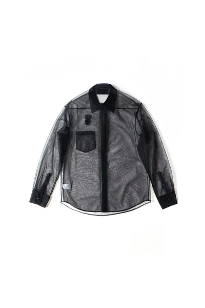 Simone Rocha Sheer Classic Fit Shirt W/ Turbo Embroidery Black