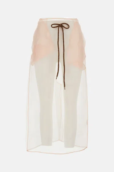 Simone Rocha Sheer Column Midi Skirt In Yellow