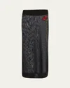 Simone Rocha Sheer Column Rose Crystal Midi Skirt In Blackblackred Multi