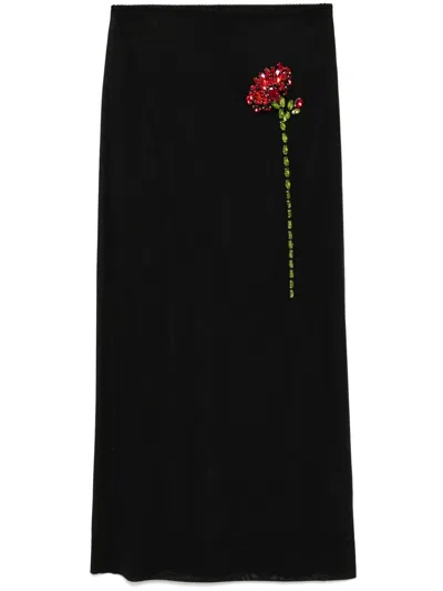 Simone Rocha Sheer Column Skirt In Black