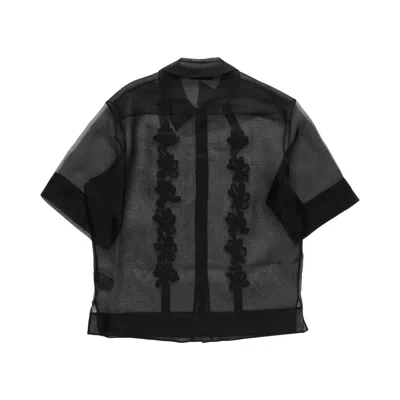 Pre-owned Simone Rocha Sheer Daisy Ribbon Chain Boxy Shirt 'black' | Men's Size Xl