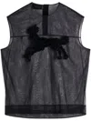 Simone Rocha Sheer Embroidered Tank Top In Black