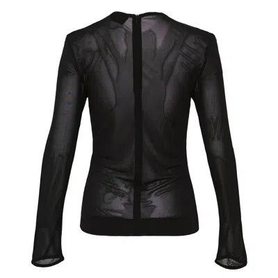 Simone Rocha Sheer Fitted Ballet Mesh Top In Black