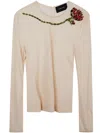 Simone Rocha Sheer Mesh Top Embroidered Detail Long Sleeves