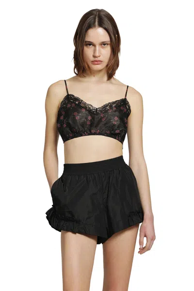 Simone Rocha Sheer Lace Trim Bralette In Black