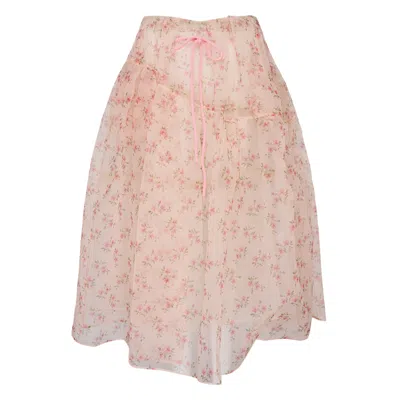 Simone Rocha Sheer Overlay Long Flounce Skirt In Pink