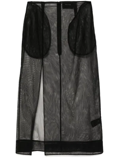 Simone Rocha Sheer Pencil Skirt In Black