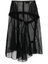 Simone Rocha Sheer Ruffle-trim Midi Skirt In Black