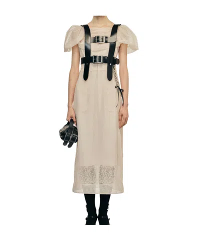 Simone Rocha Sheer Sculpted Gathered Bust Dress In Brown