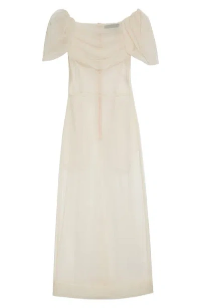 Simone Rocha Sheer Sculpted Gathered Bust Dress In White