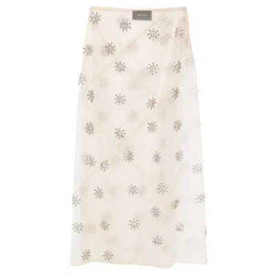 Simone Rocha Sheer Spiral Midi Skirt In Neutral